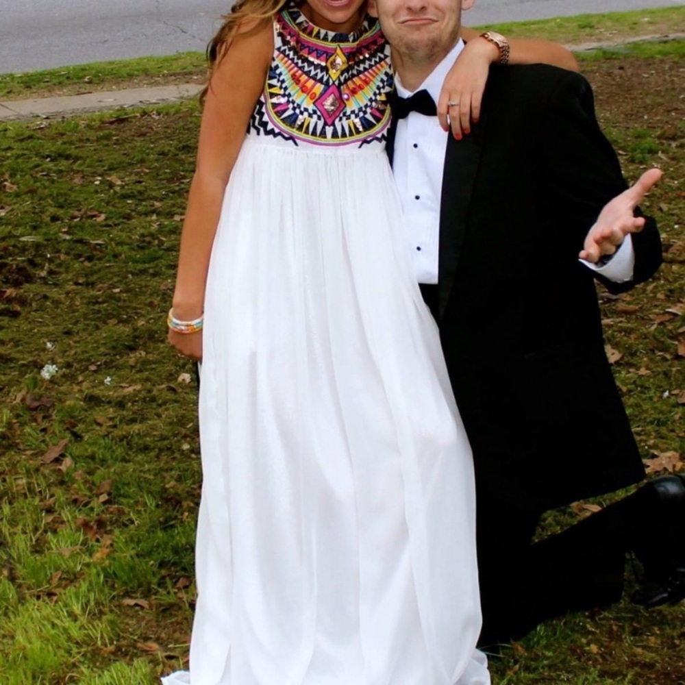 Colorful & white maxi dress